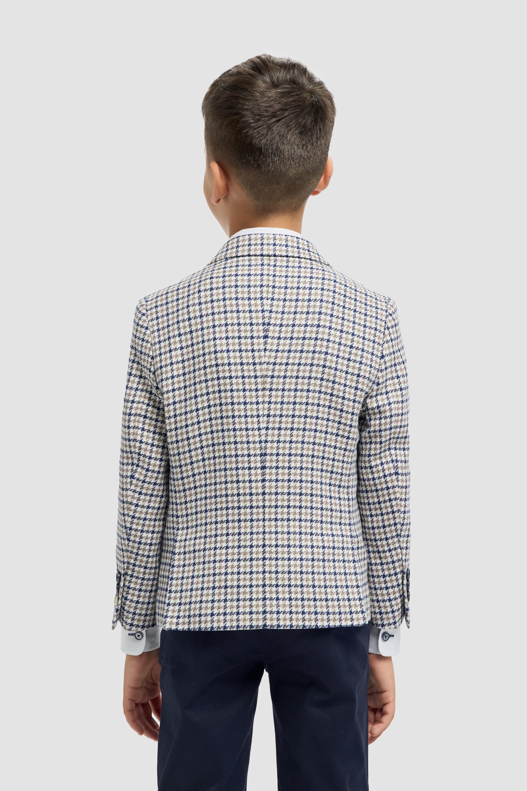 SIRRI Blazer Pied de Poule Beige Vintage da Uomo e da Ragazzo, Giacca Sportiva retrò Slim Fit in Misto Cotone