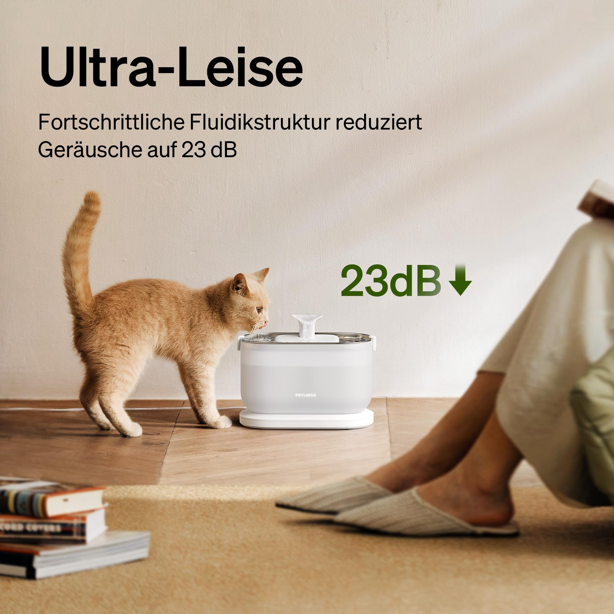 PETLIBRO Katzenbrunnen, Trinkbrunnen für Katze mit kabelloser Pumpe, 2.5L Dockstream Katzenbrunnen Edelstahl, 23dB ultraleise, 2 Trinkmodi, Einfache Reinigung, BPA-Frei Katzen Trinkbrunnen