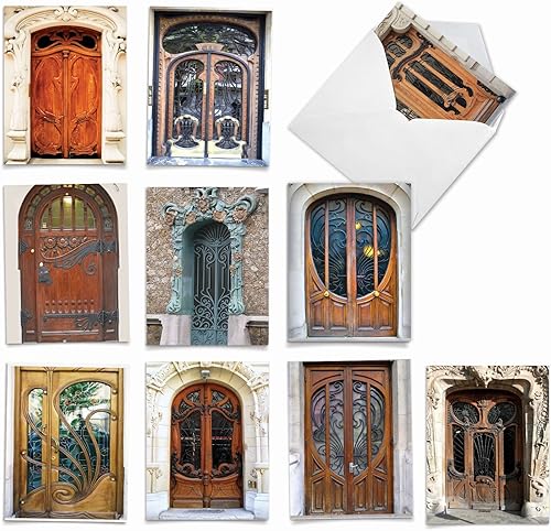 Miniatura 8 de The Best Card Company - 10 tarjetas de notas en blanco en caja (4 x 5.12 pulgadas) - Arquitectura, tarjetas surtidas para todas las ocasiones - Este