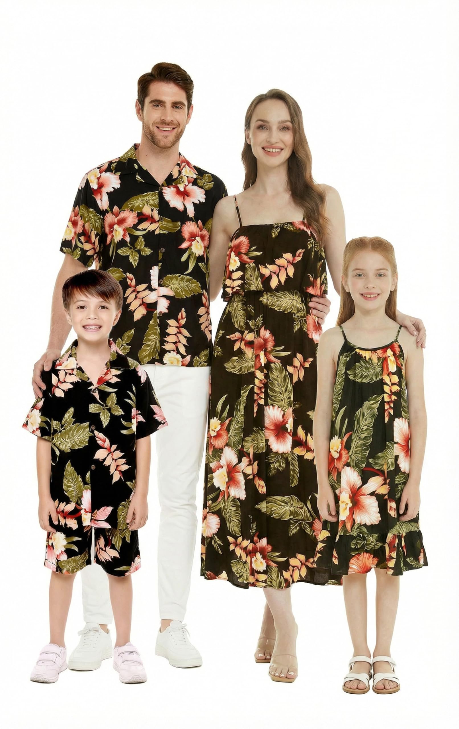Family Matching Hawaiian Clothes, Black Rafelsia