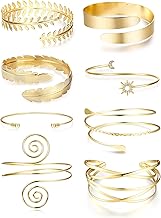 YADOCA 8 Stücke Oberarm Armbänder für Damen Egirls Einstellbare Oberarmmanschette Set Minimalistischen Boho Punk Griechische Armband Swirl Arm Armreif Set Verstellbaren