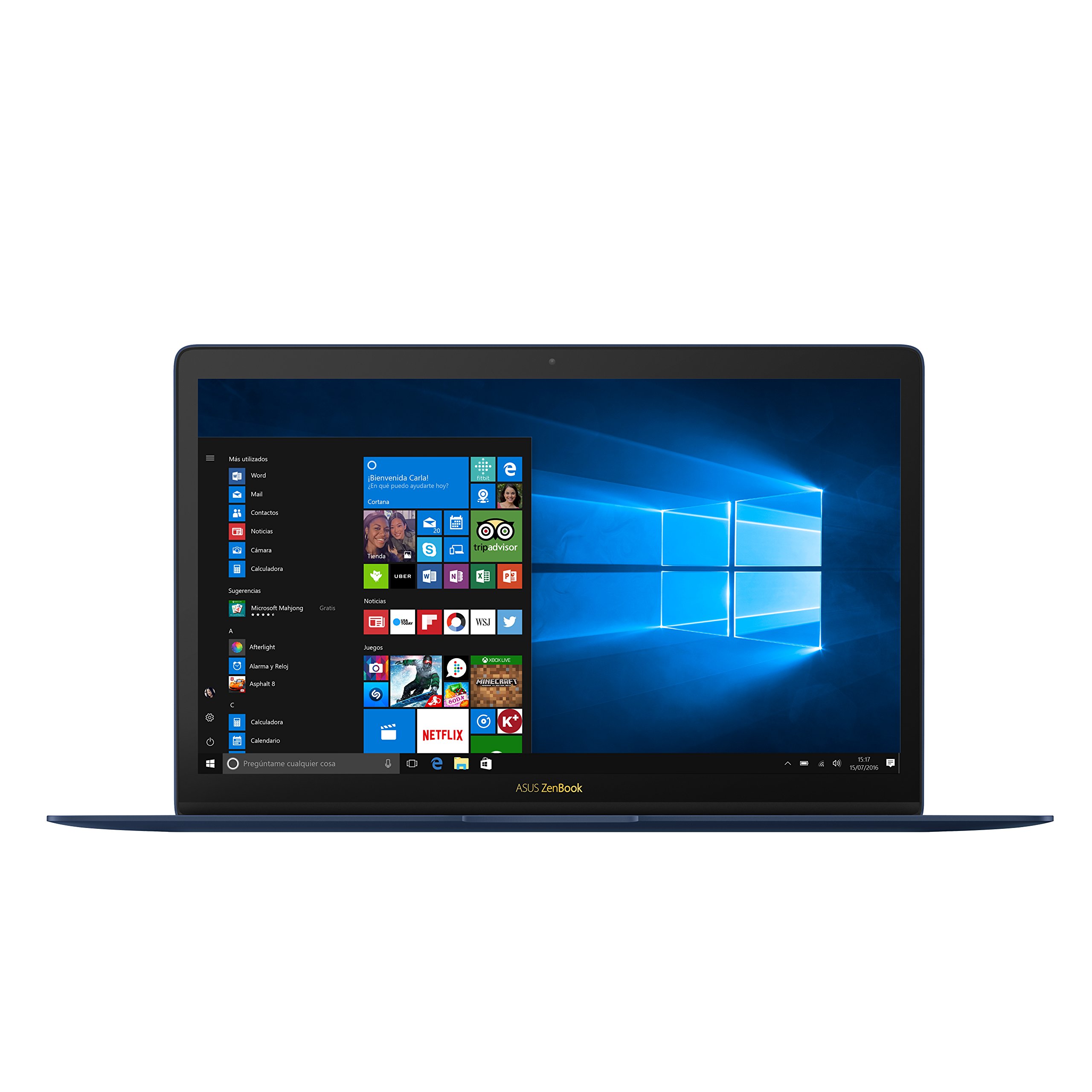 ASUS UX390UA-​GS043T - Portátil de 12.5" (Intel Core i7-​7500U, RAM de 16 GB, SSD de 512 GB, Intel HD Graphics, Windows 10) Azul Efecto de Giro - Teclado QWERTY Español