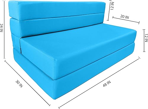 Miniatura 2 de D&D Futon Furniture Colchón plegable portátil, camas de invitados de estudio, colchones de caravana, espuma de alta densidad (turquesa, 6 x 48 x 80