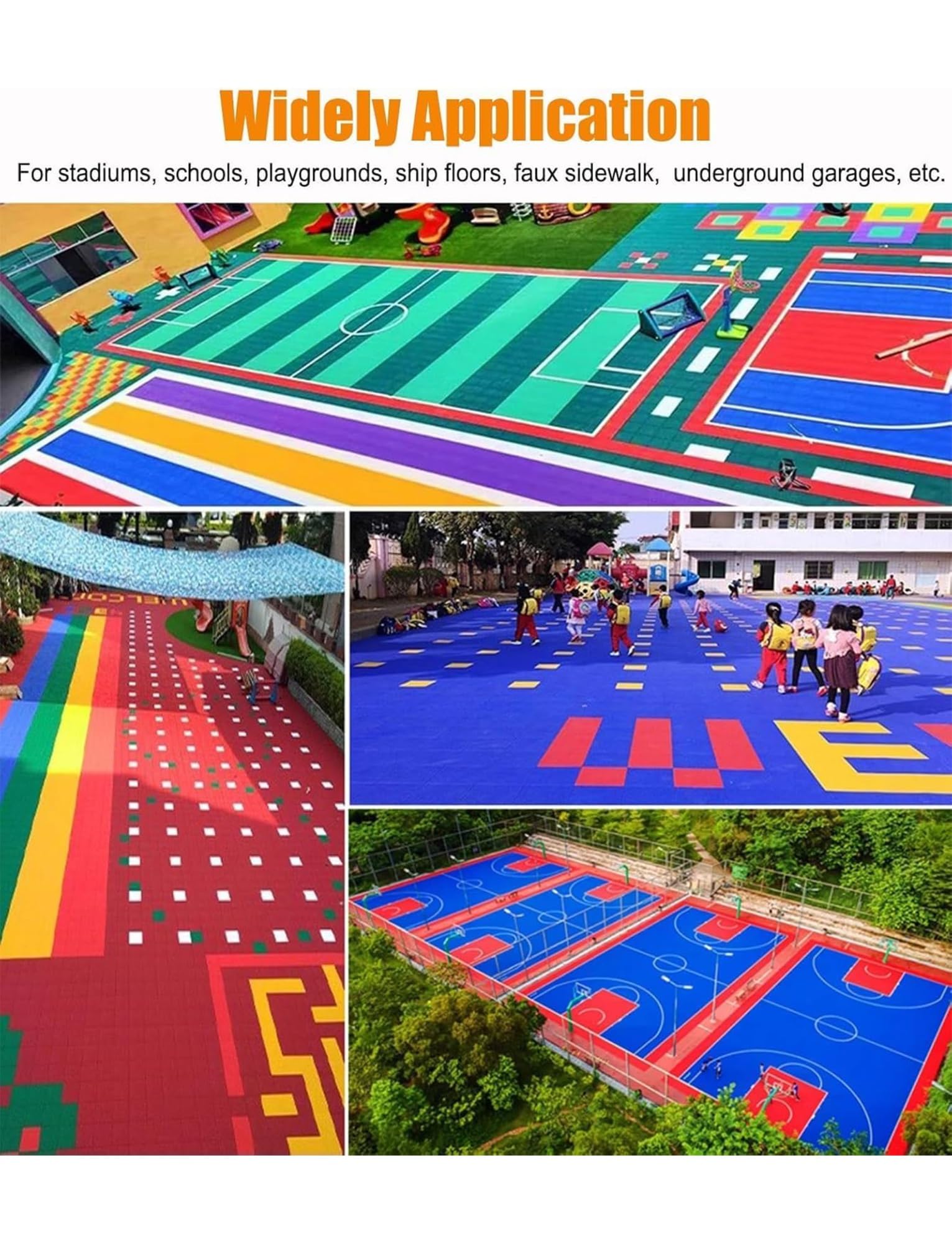 Modułowe blokujące płytki podłogowe na boisko do koszykówki na zewnątrz, puzzle DIY, podłogi sportowe do gimnazjum i placu zabaw