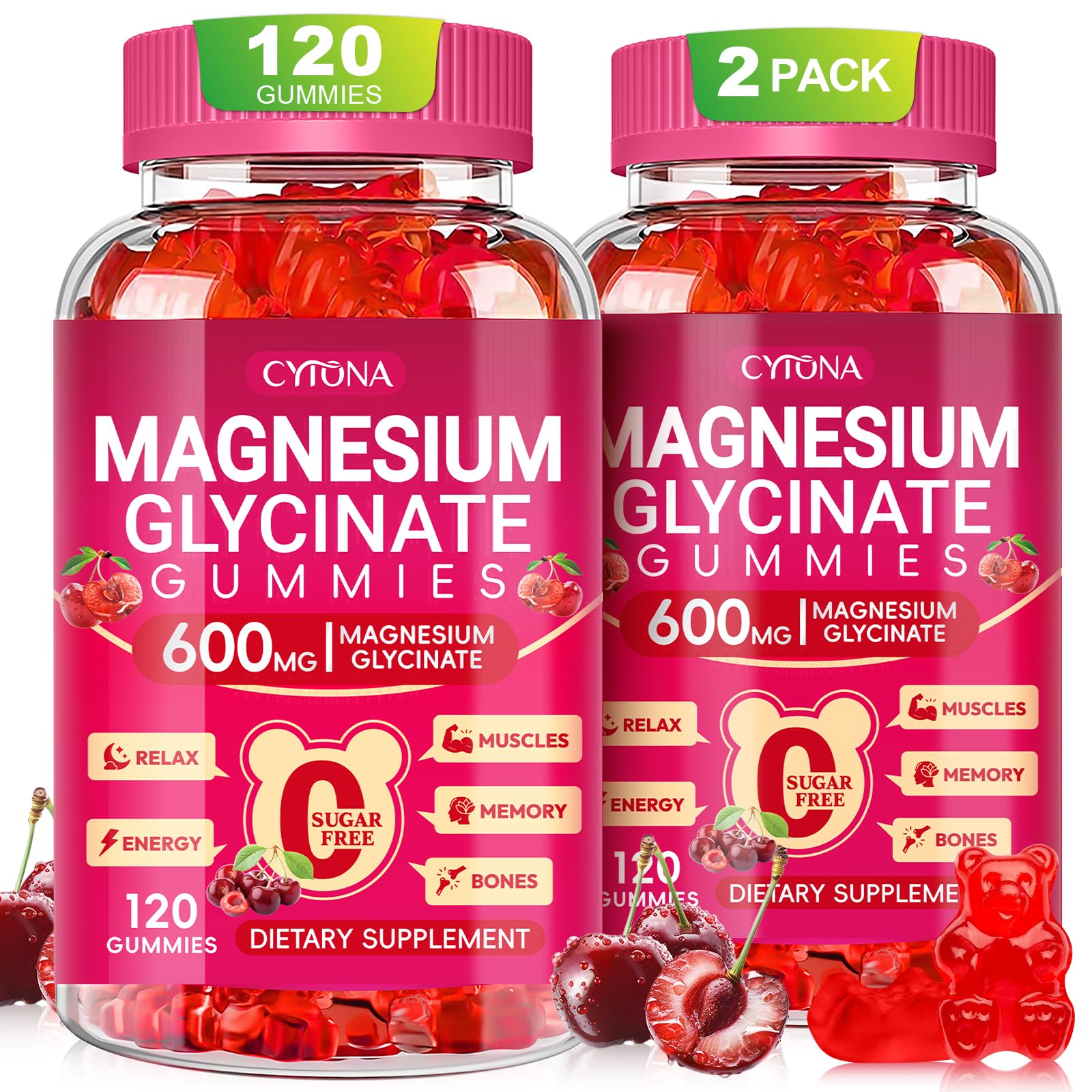 Magnesium Glycinate Gummies 600mg, Chewable Sugar Free Magnesium Gummies — Amazon image 15