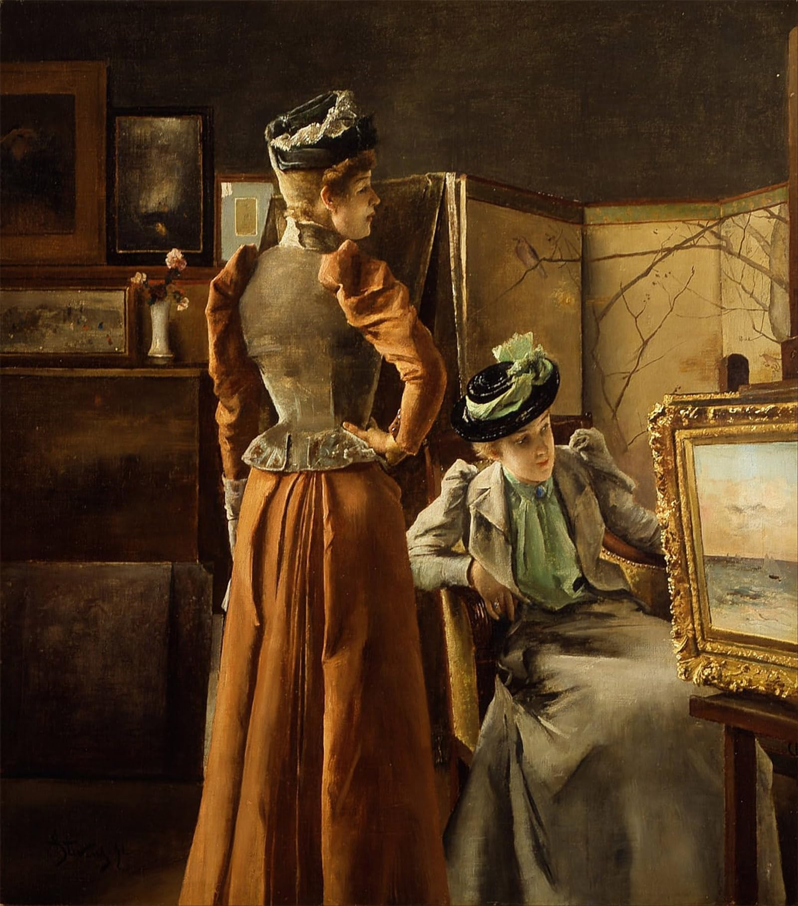 SERENDIPITP Aesthetic Poster Photo Wall Print Retro Picture Visit to the Studio by Alfred Emile Stevens Modern Wall Artwork for Home Decor 60x90cm