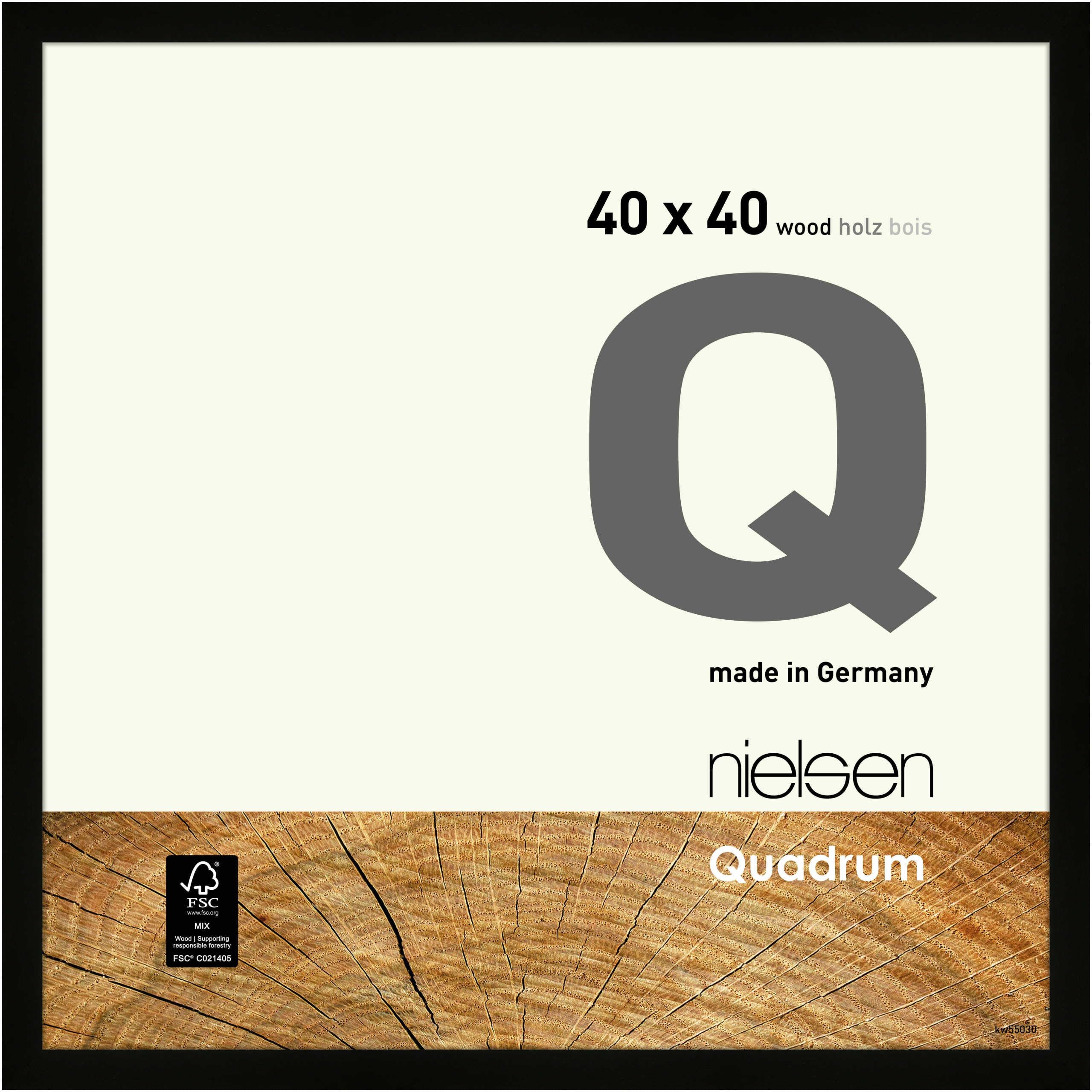Nielsen  Quadrum Wooden Picture Frame With Glass Front - Black Veneered - 40 x 40 cm