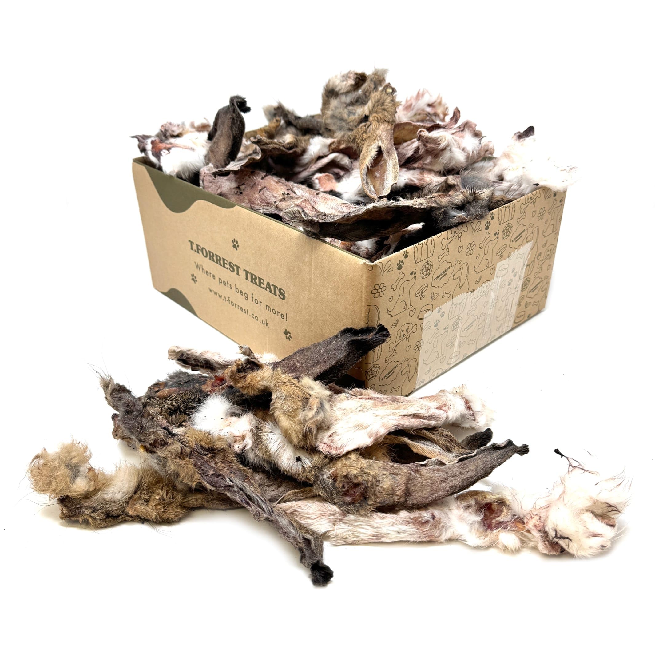 T.Forrest Natural Rabbit Ears with Hair for Dogs 1kg - Furry, Single Ingredient, Long-Lasting Healthy Dog Chew Treats - Image 2
