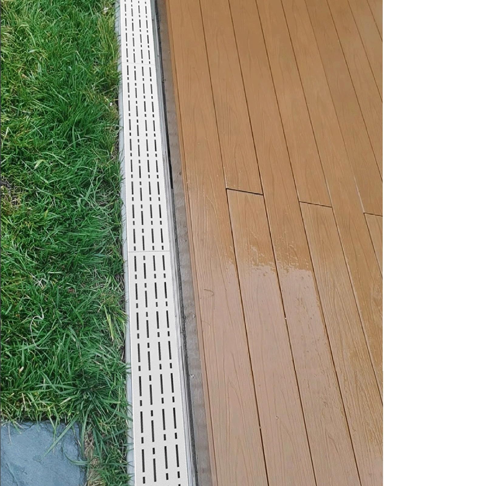 WIGING Edelstahl Bodenentwässerungsrinne, Rechteckig Duschrinne, Schmale Rinne Für Innen Außen Pool Terrasse Garten Hof Regenrinne(1000x50x30mm)