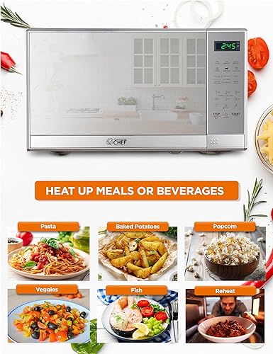 Vista 25 de COMMERCIAL CHEF Microondas de 0.7 pies cúbicos con 10 niveles de potencia, microondas de 700 W con pantalla digital, con cerradura de puerta de Negro