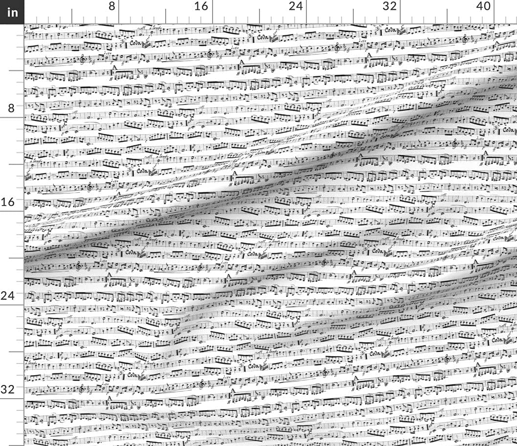 Spoonflower Fabric - Black White Music Notes Musician Piano Musical Printed on Petal Signature Cotton Fabric by The Yard - Sewing Quilting Apparel Crafts Decor