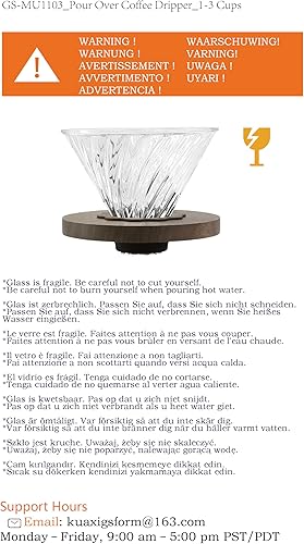 Miniatura 8 de Lalord Gotero de café con 100 filtros de papel V60, mango de nogal y vidrio de borosilicato, gotero de café de vidrio, soporte para 1-4 tazas