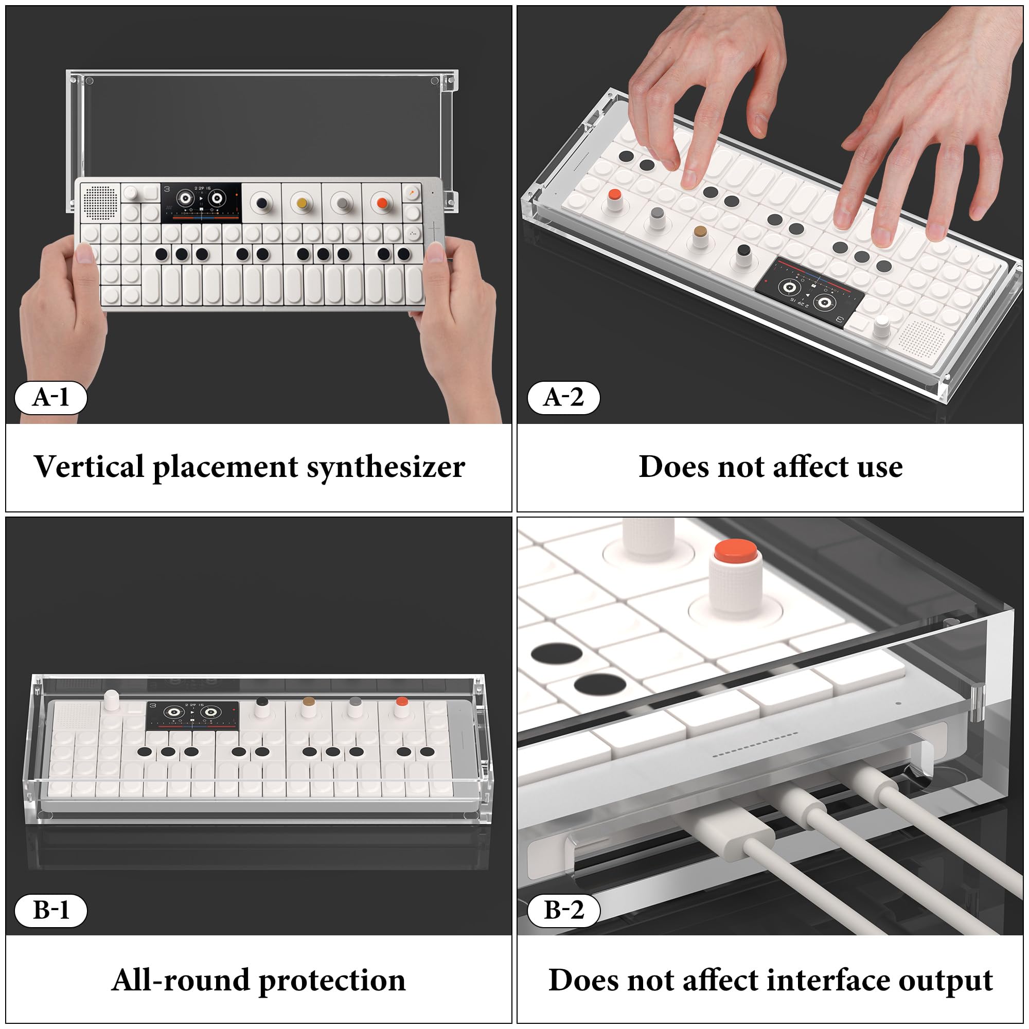 Geekria Synthesizer Clear Acrylic Case Protector, Magnetic Closing Dust Cover - Image 4