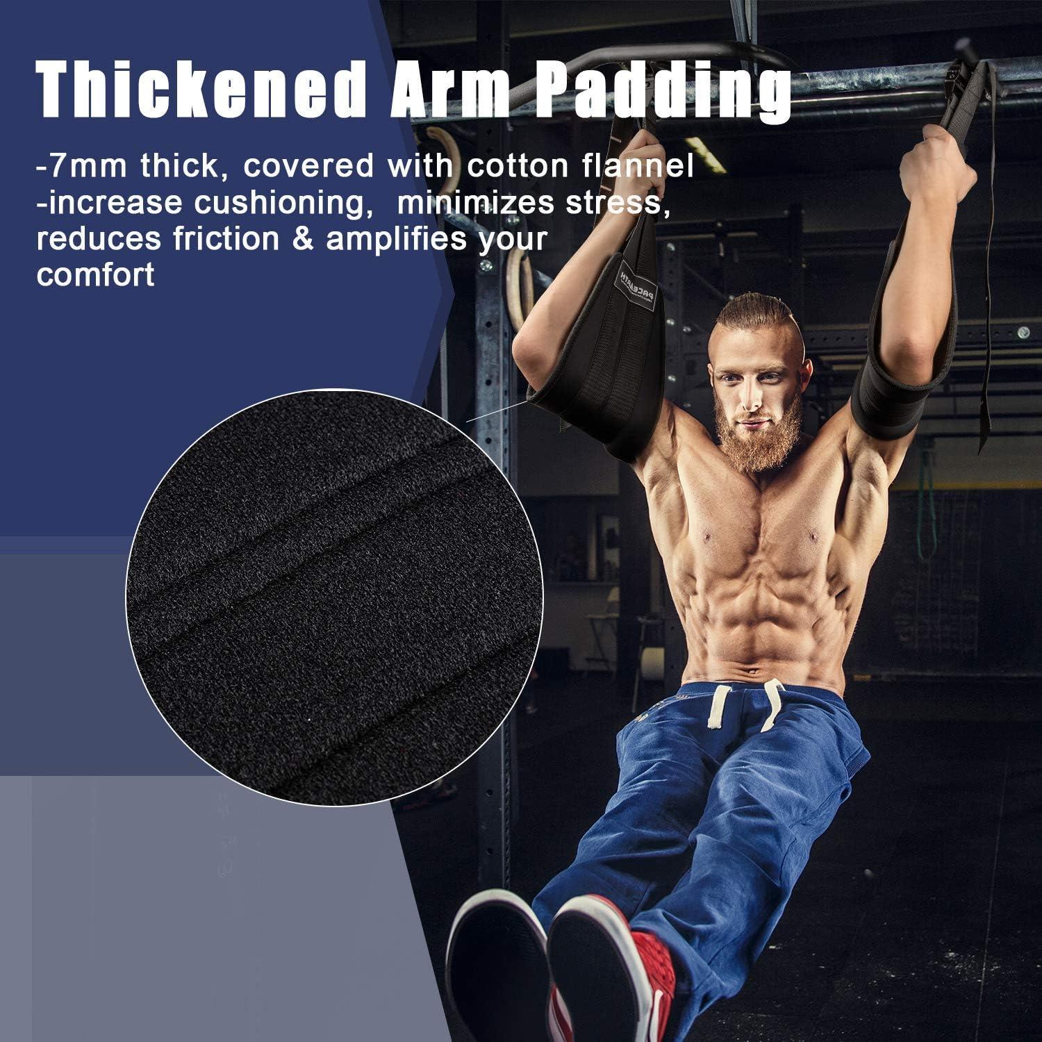 PACEARTH Gymnastic Rings 1100lbs Capacity with 14.76ft Adjustable Buckle Straps Pull Up & Adjustable Ab Straps with Scale for Abdominal Muscle Building Core Strength Training : Sports & Outdoors