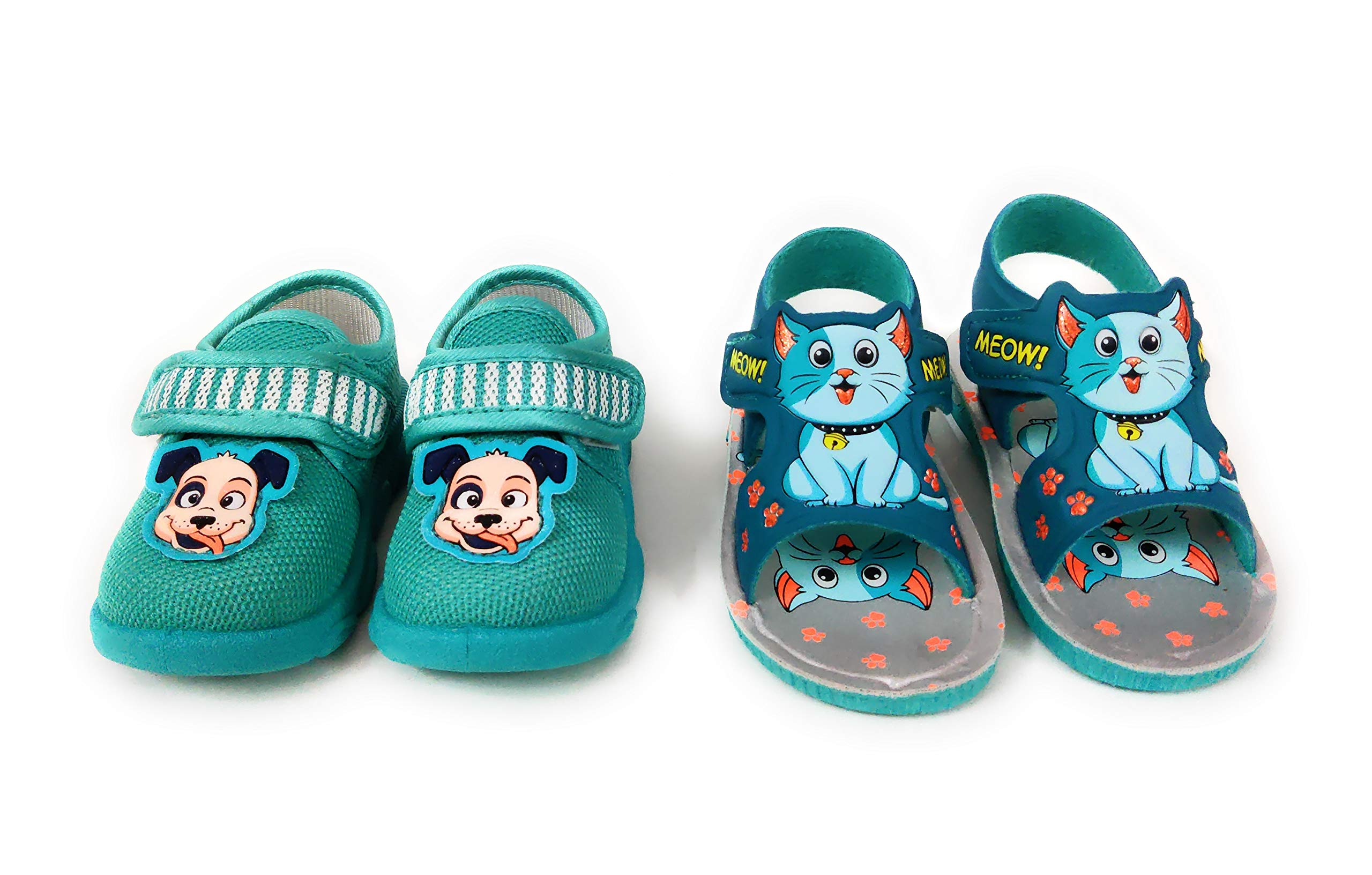 Coolz Kids Chu-Chu Sound Musical First Walking Shoes and Sandals Baby Boys and Baby Girls for 9-21 Months (Combo-Pack of 2 Pairs) (Sea Green, 15_months) 2