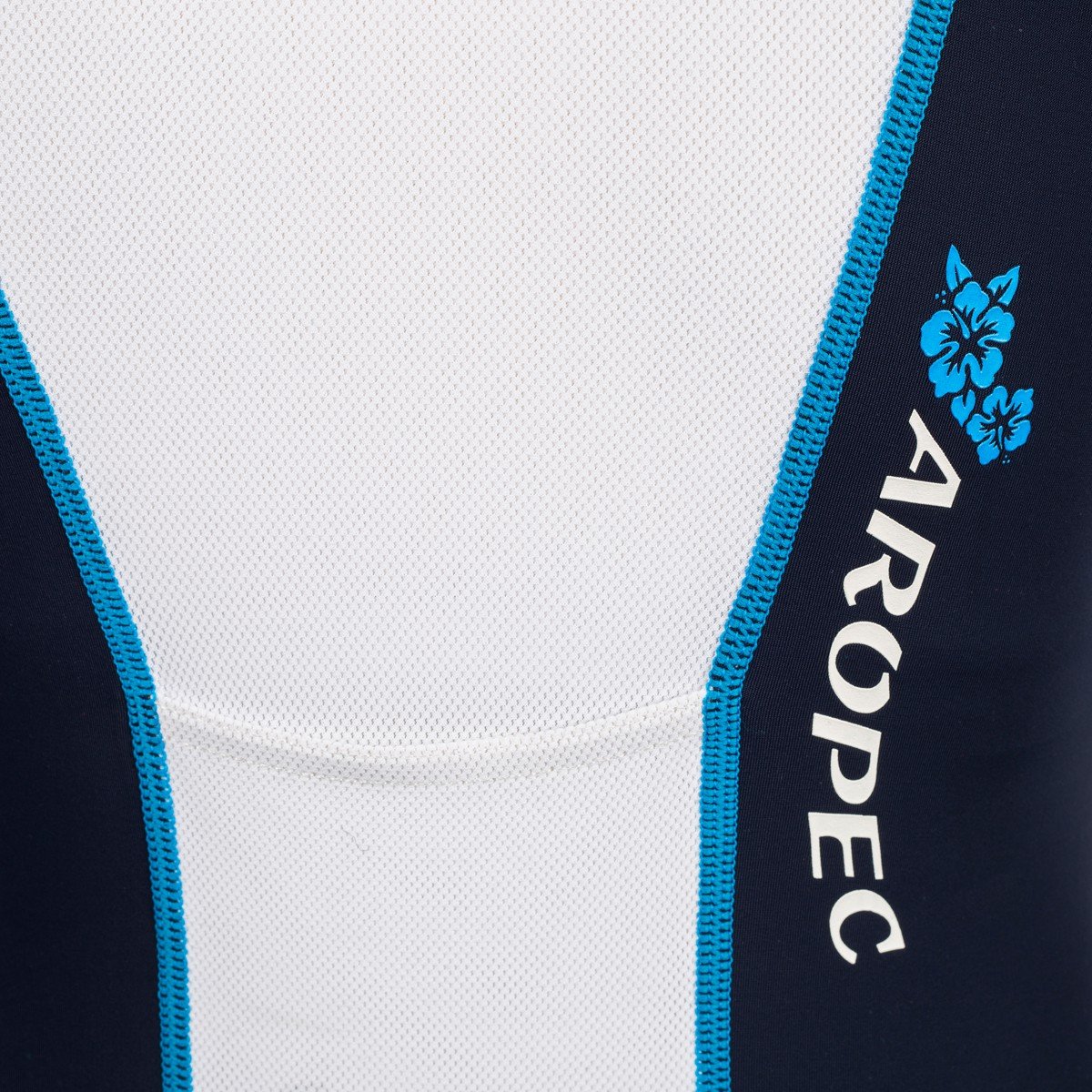 Aropec Damen Triathlonanzug Panther Lycra einteilig Marineblau Türkis Weiß Größe XS