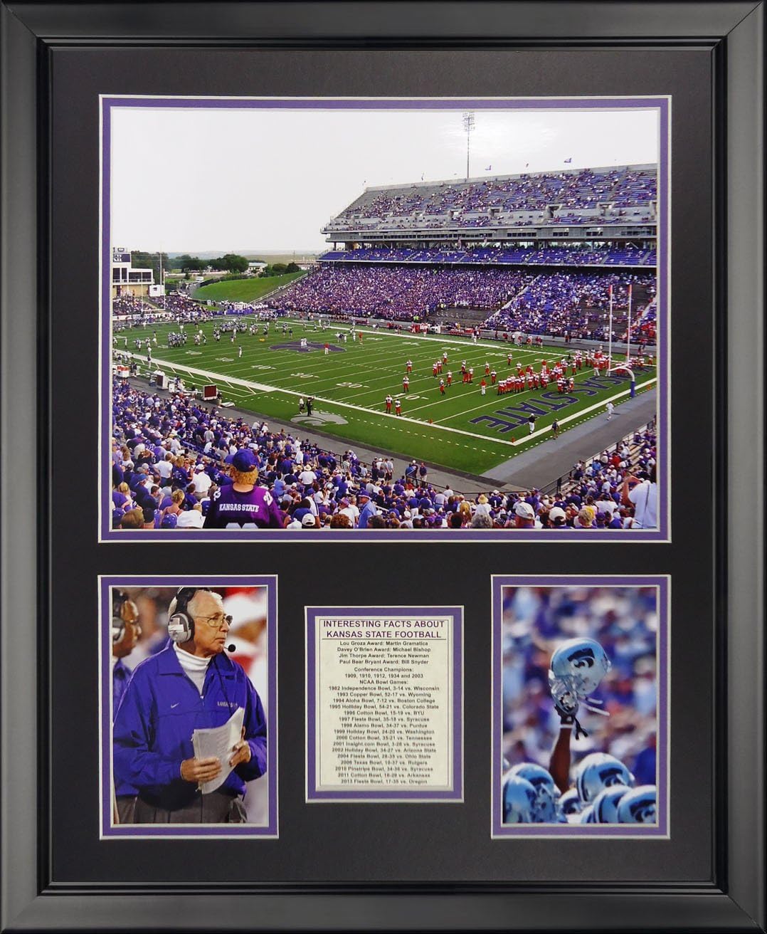 Legends Never Die Kansas State Wildcats - Bill Snyder Family Football Stadium Framed Photo Collage, 16" x 20"