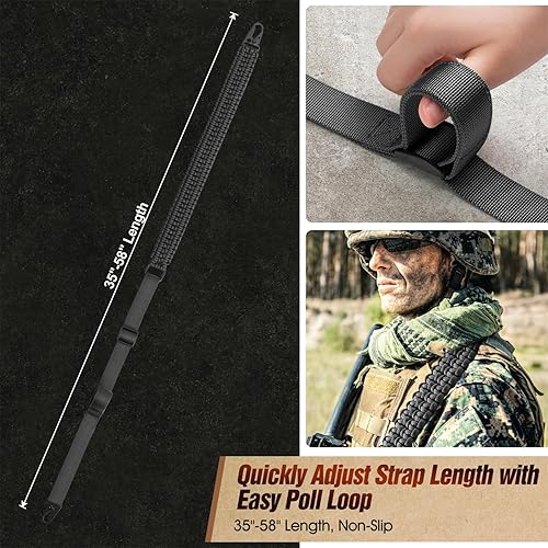 Miniatura 4 de KKIKK Eslinga QD de 2 puntos, correa de paracaídas de dos puntos con correa de longitud de ajuste rápido