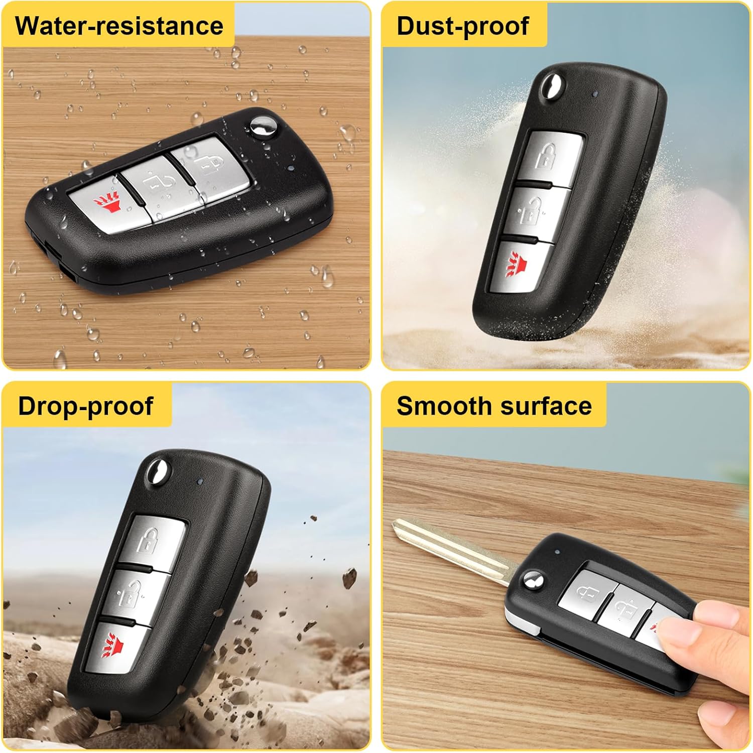 OGATOO 3-Button Keyless Entry Remote Control Replacement CWTWB1G767 for Nissan Rogue 2014-2020, Black Plastic Key Fob Uncut Flip Fits SUV