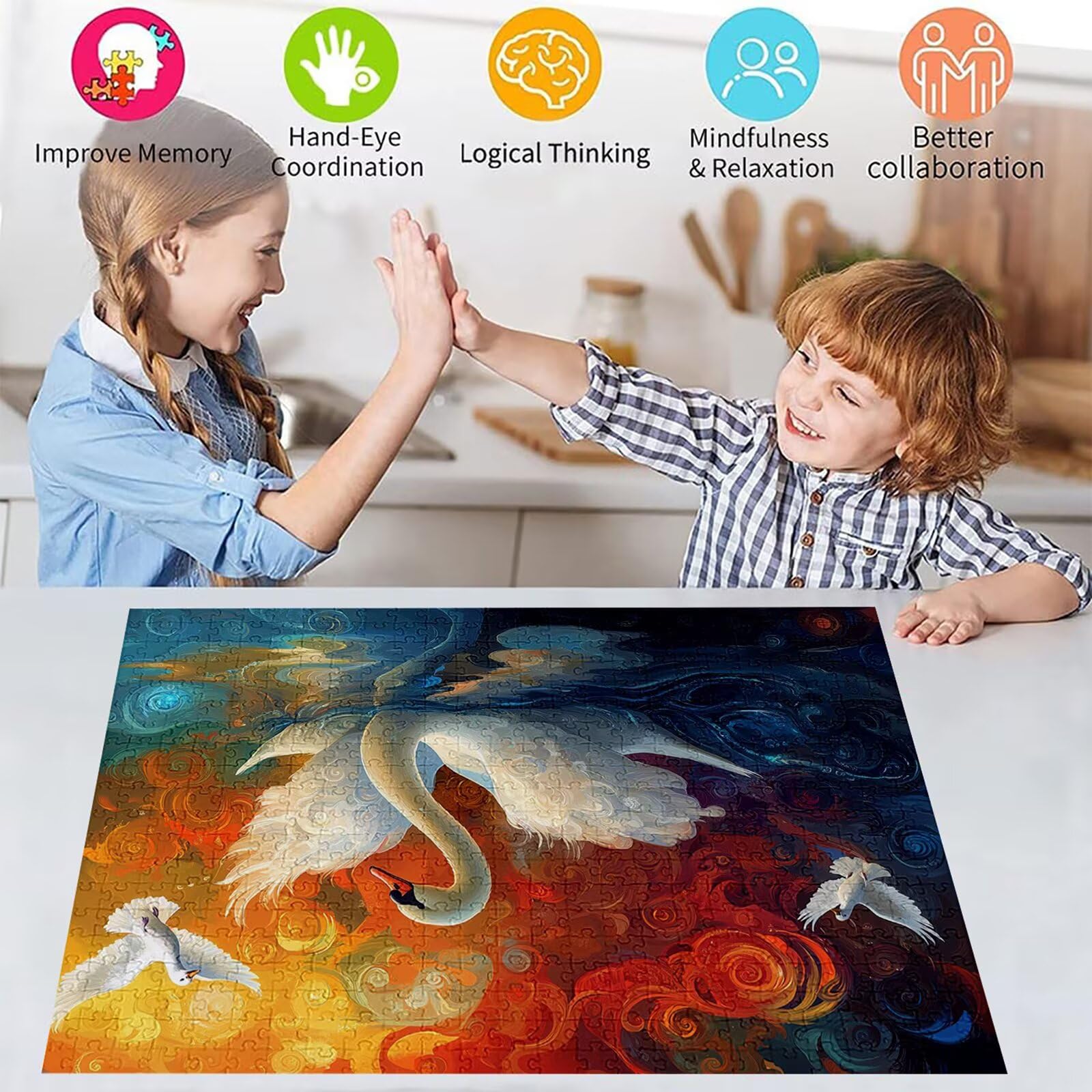 Puzzle 3000 elementów łabędź puzzle dla dorosłych ptak 122 x 81 cm Unikalne rzemiosło klasyczne 3D drewniane układanka do rodzinnych gier aktywnych, układanka do samodzielnego wykonania nawet do