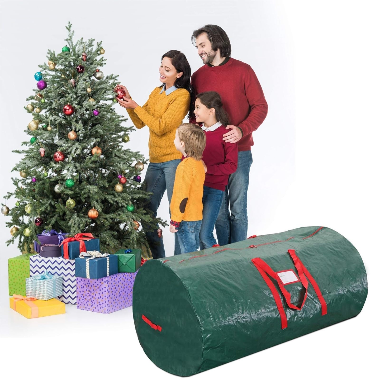 Aufbewahrungstasche für künstlicher Tragbare Weihnachtsbaum-Aufbewahrungstasche. Weihnachts-Aufbewahrungstasche Mit Griffen Und Glattem Reißverschluss Weihnachtsbaum Tasche(White)