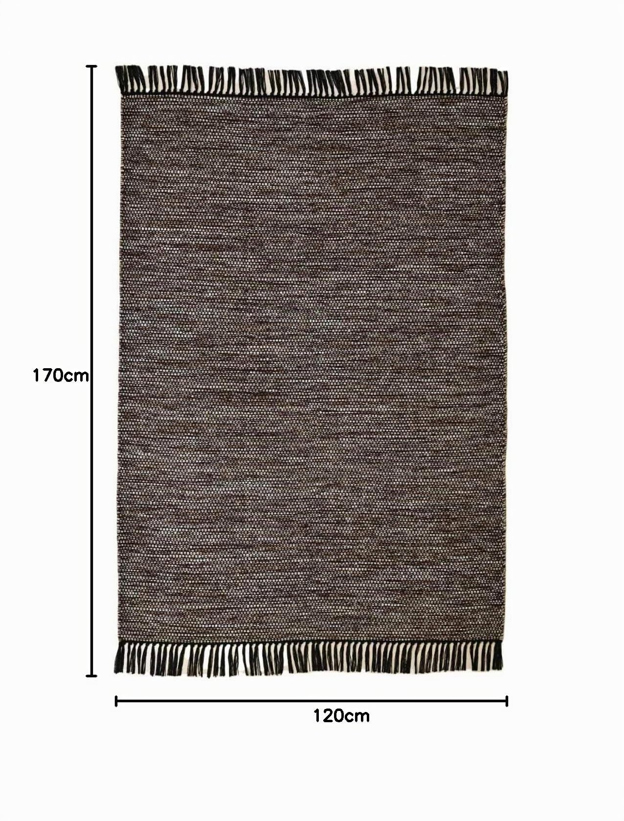 Taracarpet Handwebteppich Borkum Teppich fürs Wohnzimmer, Schlafzimmer und als Küchenteppich geeignet 100% Baumwolle braun 120x170 cm