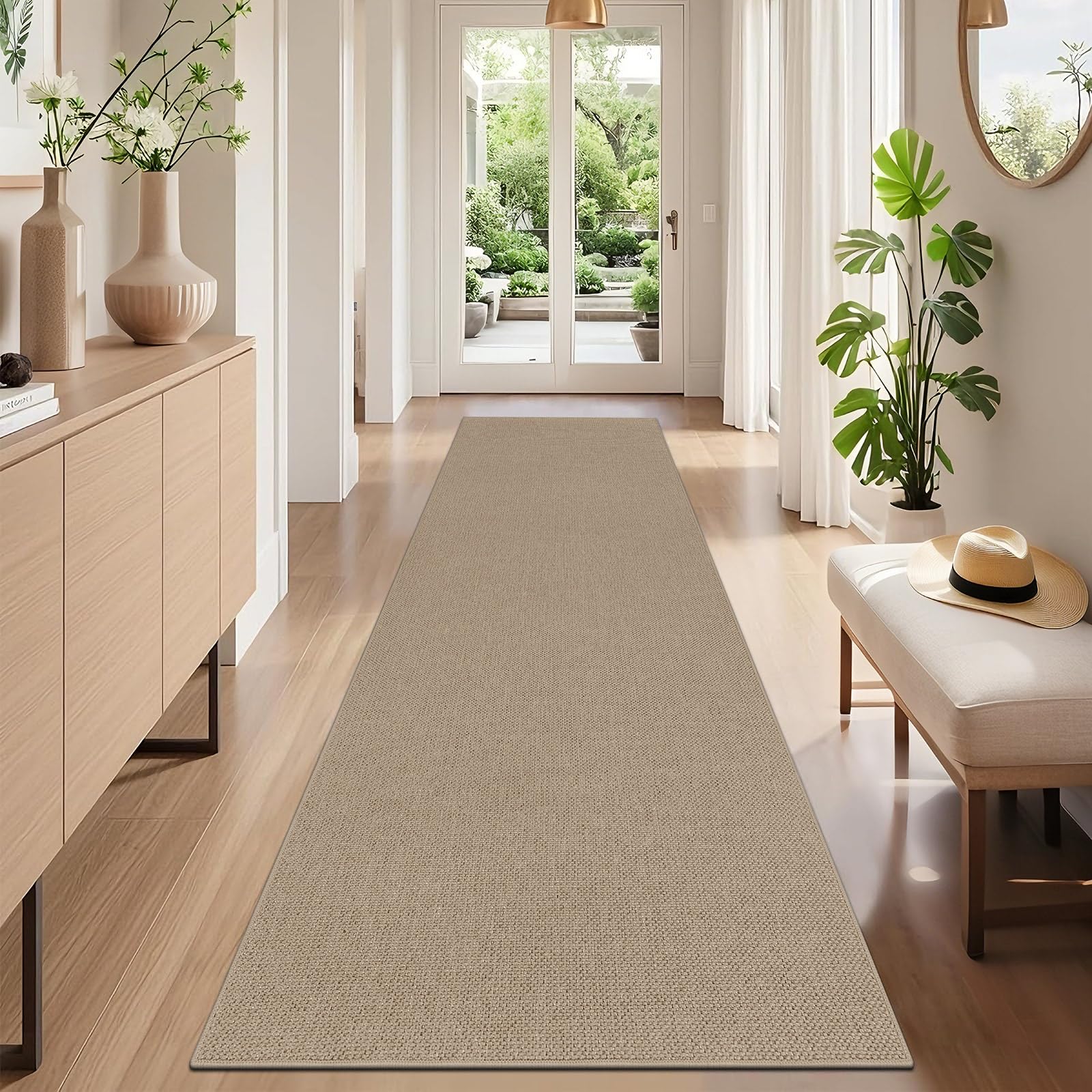 SHACOS Hallway Runner 80 x 245 cm Hall Runners Non Slip Washable Carpet Runners Long Runner Rugs for Hallway Kitchen Entryway, Brown — image 1