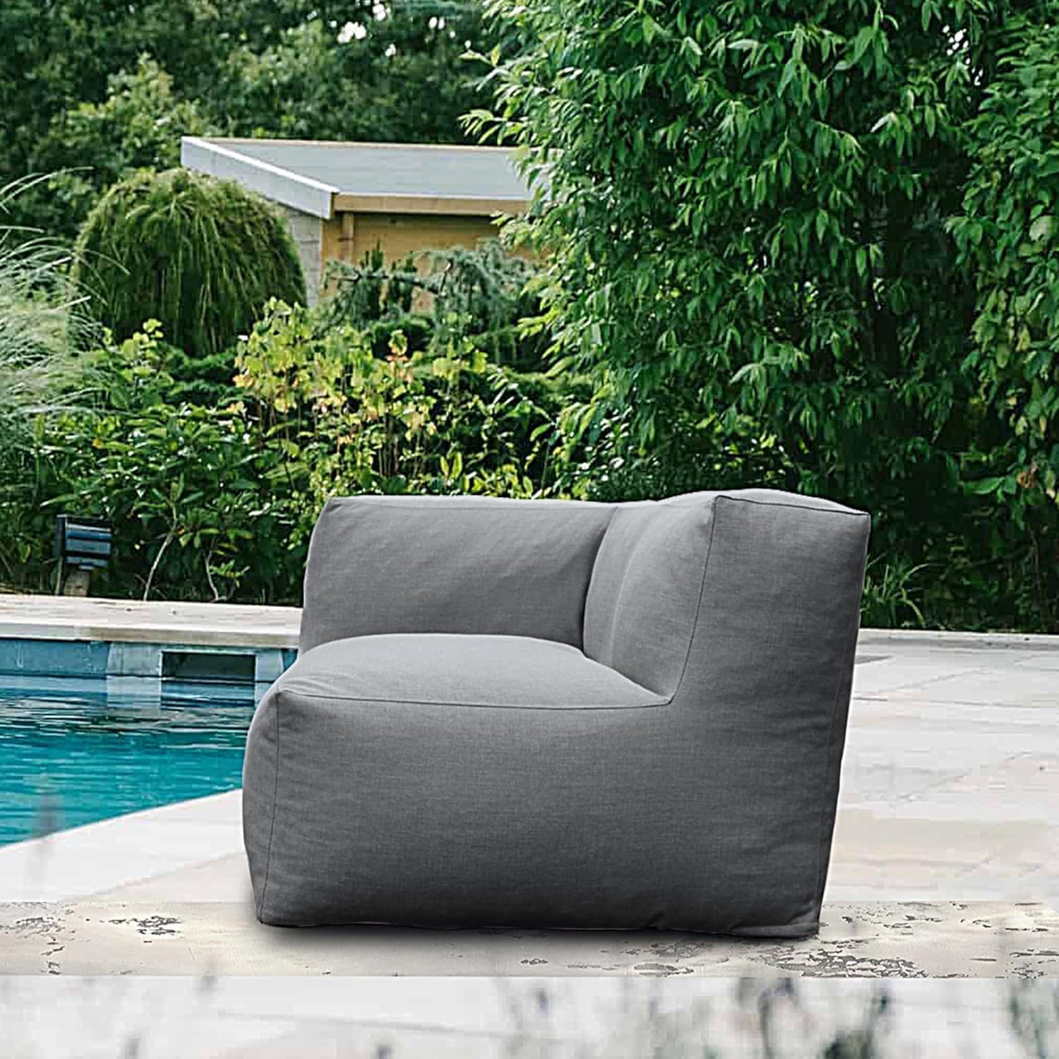 Dineli Modern Arm-Rest Chair Coner Chair Outdoor Furniture Comfy Patio Couch Sofa Outdoor Bean Bag Chair Creating a Unique Patio Garden Modular Contemporary Sofa Lazy Sofa for Outside - Dark Gray | Dark Gray, Comfy Patio Couch, Modular, Contemporary, Lazy Sofa, Garden Furniture
