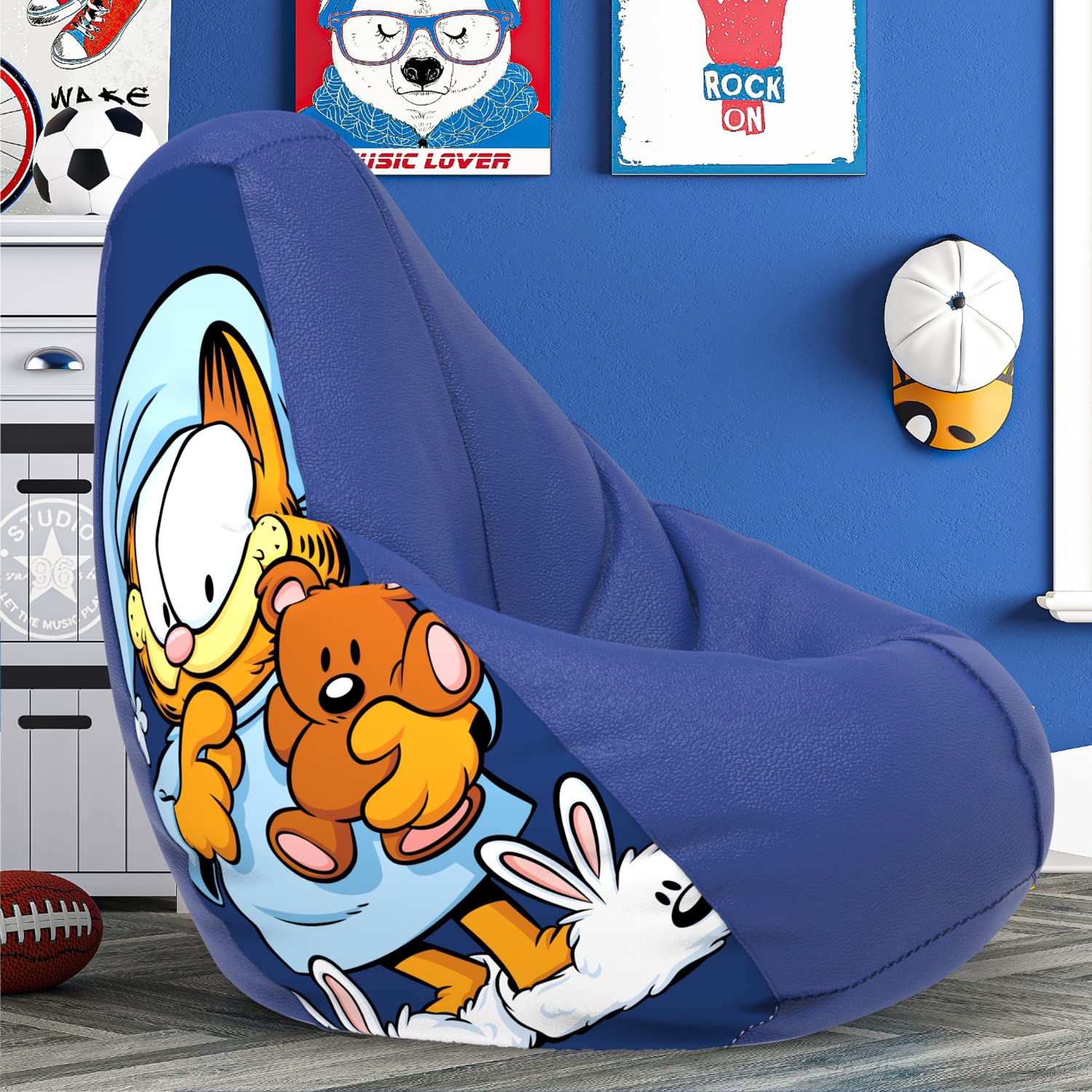 Bean Bag with Beans Filled - XXXXL - Official: Garfield - for Adults - Max User Height : 5.5 Ft.-Weight : 80 Kgs - Prefilled Bean Bags (Garfield_ARTWORK-2a - Blue)-image-28