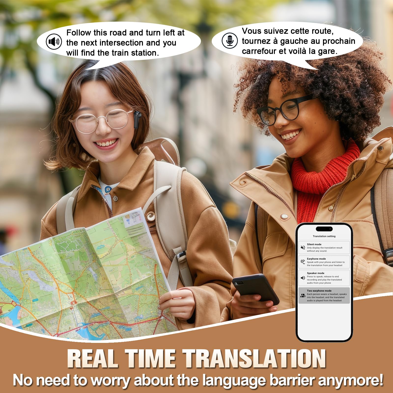 Wireless Bluetooth Touch Screen AI Language Translation Translating Earbuds Real Time Active Noise Cancelling Headphones In Ear Smart Touchscreen ANC Earphones Language Translator Ear Buds for Work - Image 4