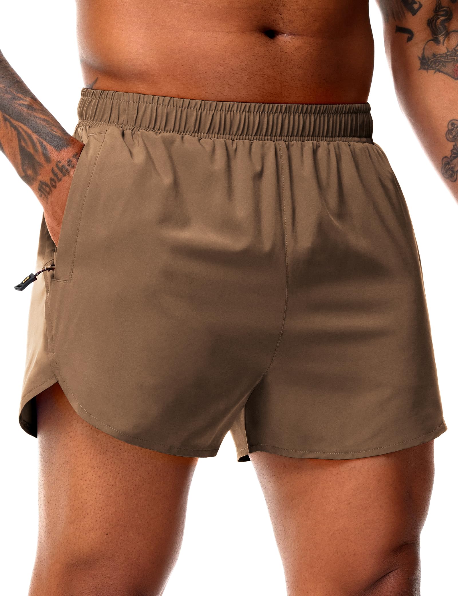 MIER Men's 3 Inch Inseam Running Shorts with Brief Liner Dry Fit Gym Athletic Workout Exercise Shorts with Zipper Pocket