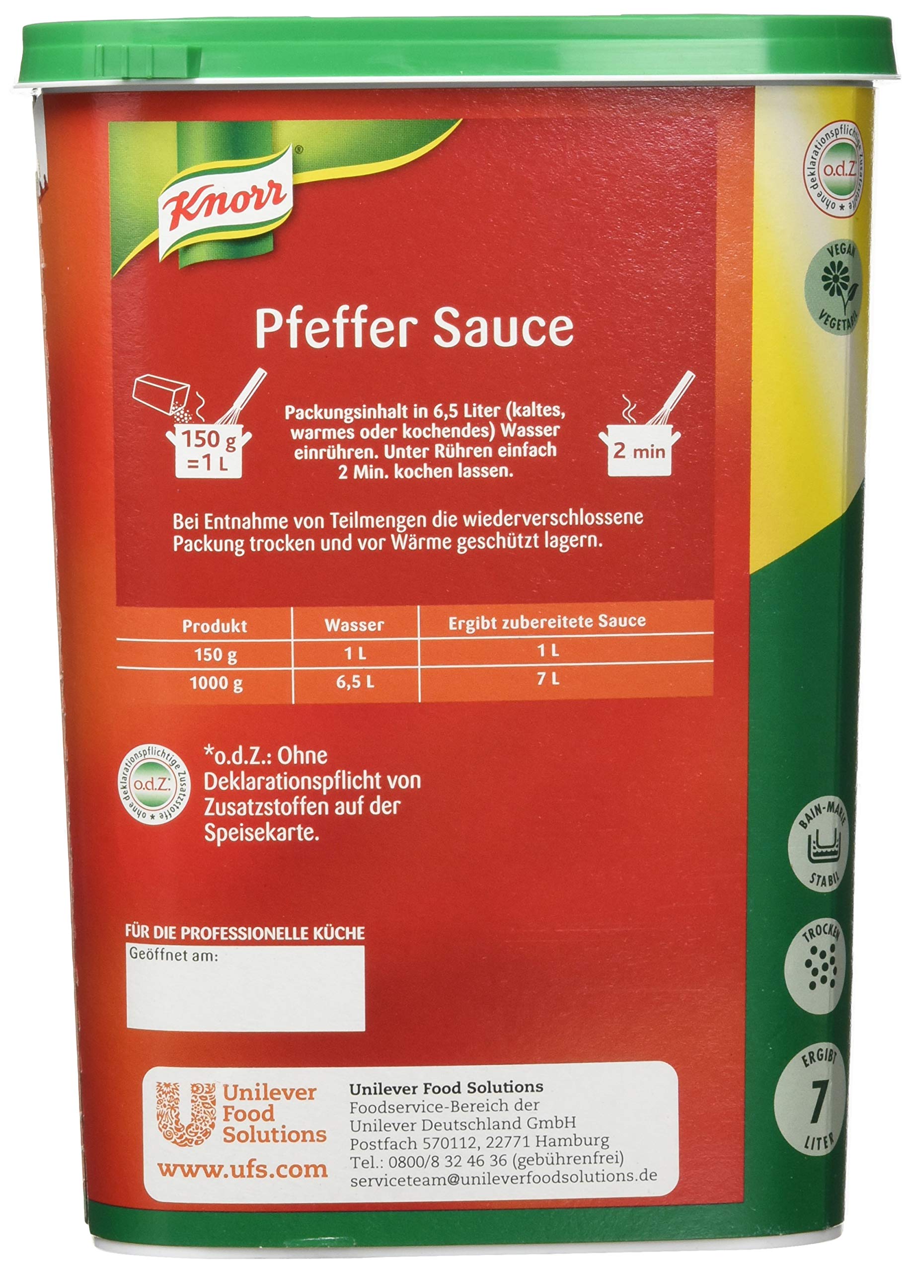 Knorr Pfeffer Sauce (braune Sauce mit ganzen Pfefferkörnern) 1er Pack (1 x 1 kg)