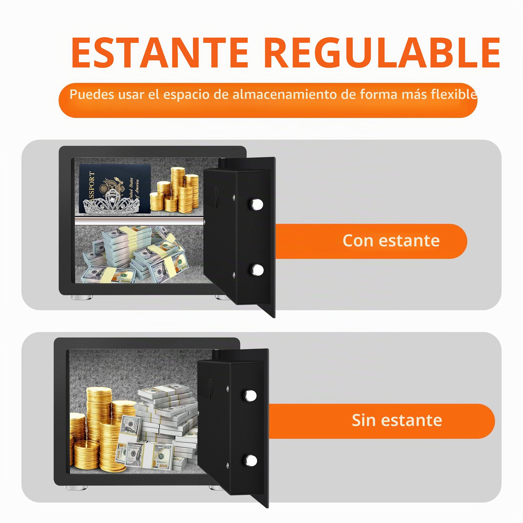 HSGCJS Caja fuerte biométrica de huellas dactilares con teclado digital, caja fuerte de seguridad para el hogar, la oficina y el hotel, 1.2 pies cúbicos
