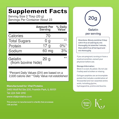 Miniatura 2 de Vital Proteins Polvo de gelatina de res - Alimentado con pasto 16.4 onzas