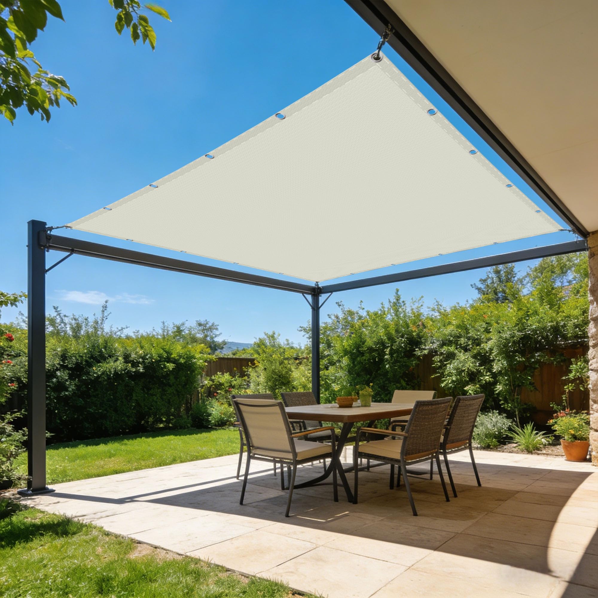 Voiles ombrages rectangulaire 160x360 cm blanc cassé pour terrasse