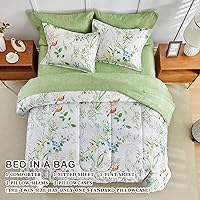 Vista 3 de Joyreap - Juego de ropa de cama tamaño individual completo en una bolsa, 6 piezas, juego de edredón floral de microfibra para todas las estaciones