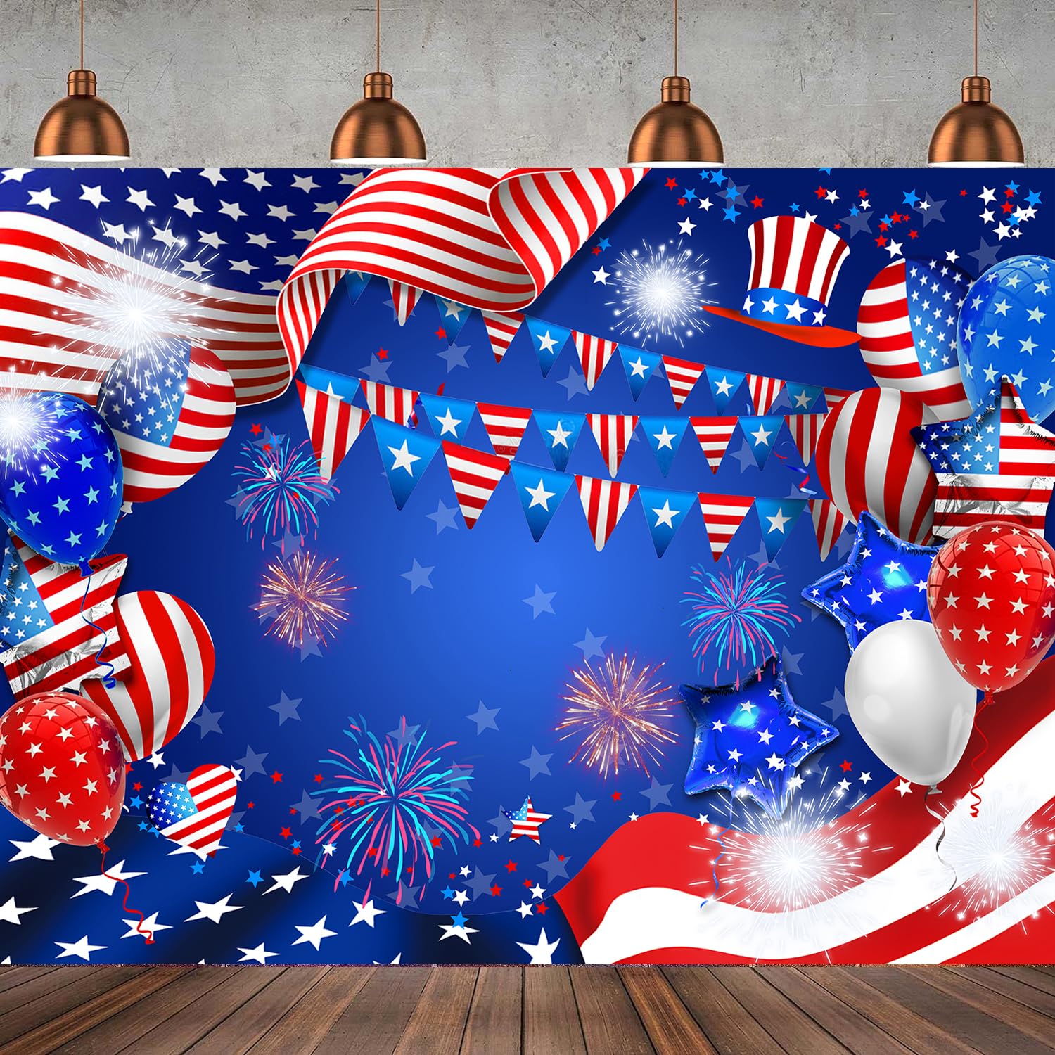 8x6FT July 4th Independence Day Backdrop American Flag Photography Backdrop National Memorial Day Photo Veterans Day Patriot Decorative Banner Booth