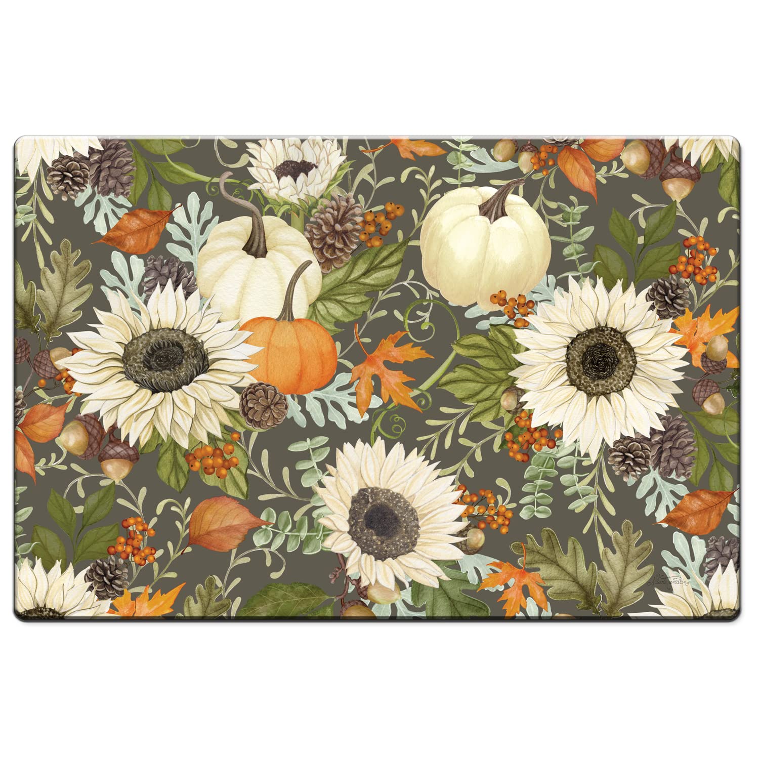 CounterArt Farmhouse Fall 30” x 20” Decorative Vinyl Comfort Floor Mat Manufactured in The USA, Waterproof, Reduces Muscle Fatigue, Easy to Clean