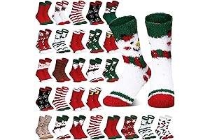 Winter Wonderland: Cozy 30-Pair Fuzzy Christmas Socks for Men's Festive Toes