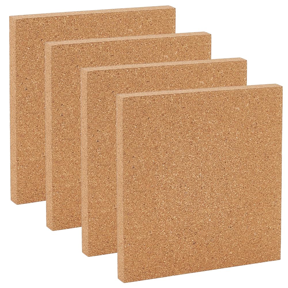 OLYCRAFT 4 Pcs Cork Board Tiles 30x30cm Square Corkboard for Walls 15mm Thick Cork Sheet for Bulletin Boards Display Corkboard for Coaster Placemat Kitchen Dining Hall DIY Crafts Supplies