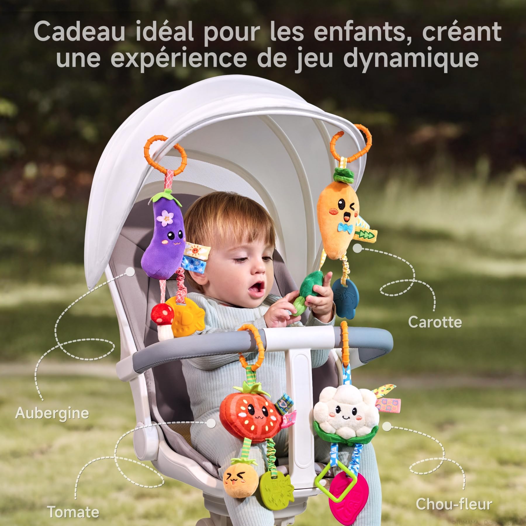 TUMAMA Kids Lot de 4 Hochets à Suspendre pour Bébé - Jouet de Poussette pour Bébés de 0 à 12 Mois, Cadeau Naissance Peluche Bebe Jeux Sensoriel Bebe