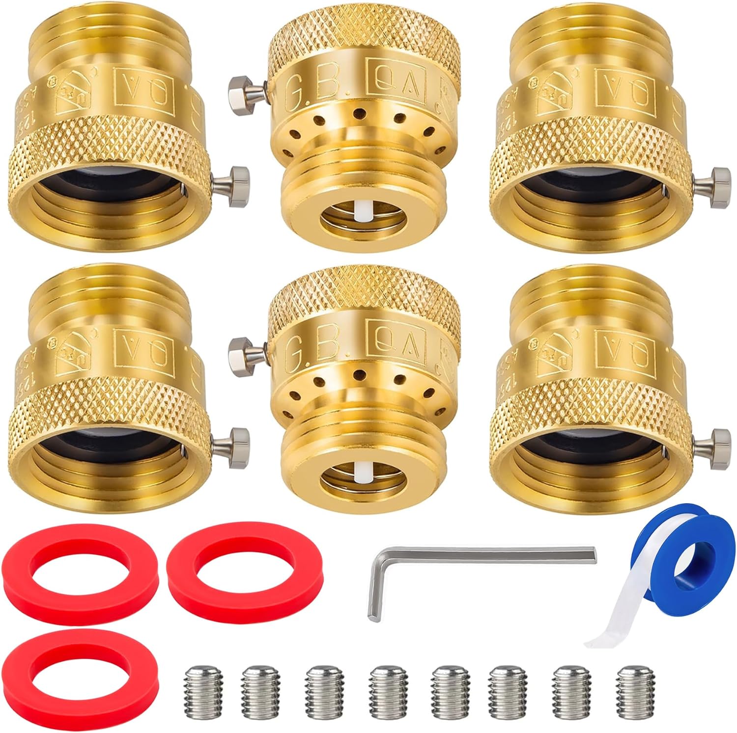 Vacuum Breaker Hose Bib Backflow Preventer, 3/4 Inch, Anti-Siphon Vacuum Breaker, Brass Plumbing Fitting,Lead-free brass(6PCS)