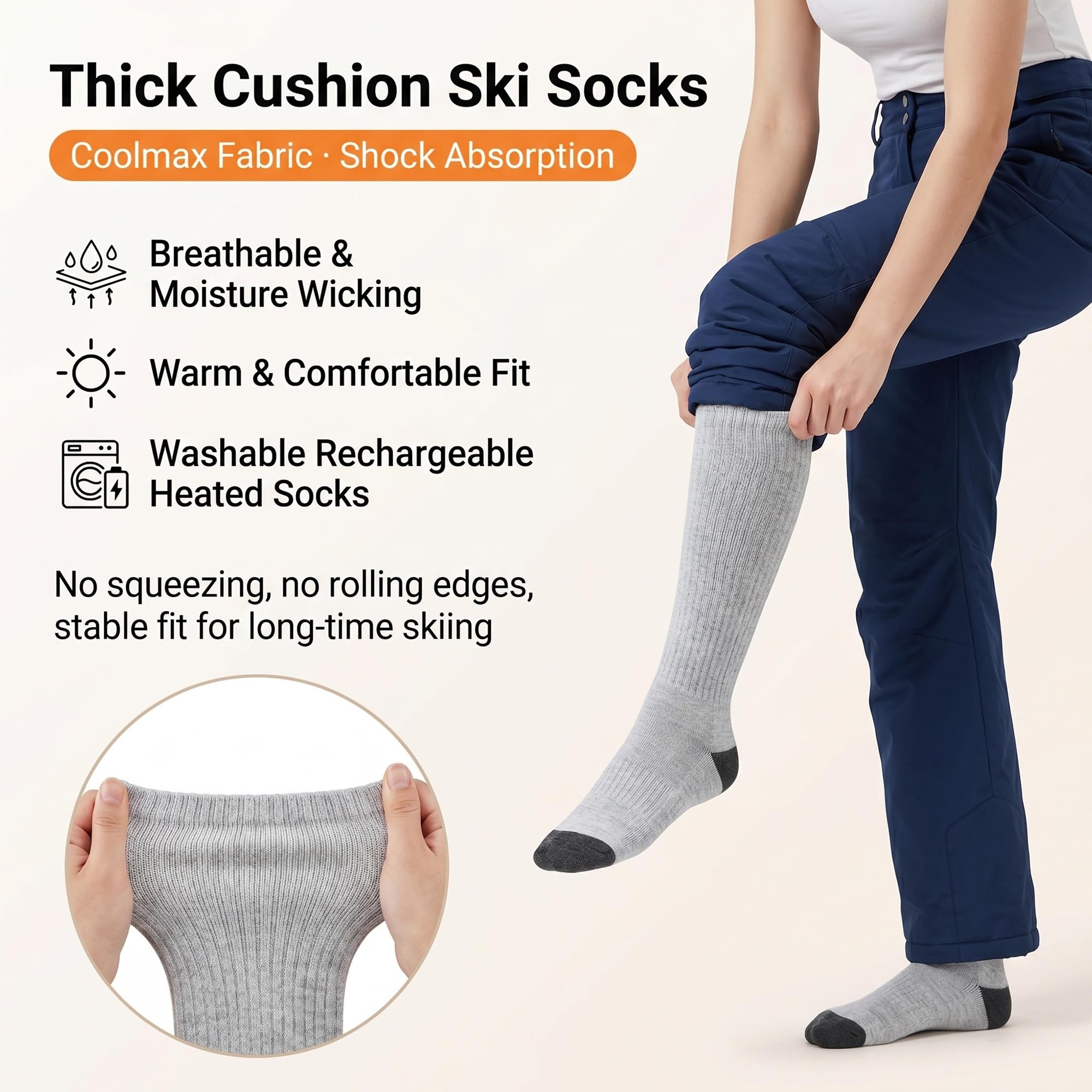 Chaussettes chauffantes pour homme et femme - Rechargeables, thermiques et électriques par temps froid - Chaudes pour la course, la marche, le camping, la randonnée, l'entraînement, le travail, le ski