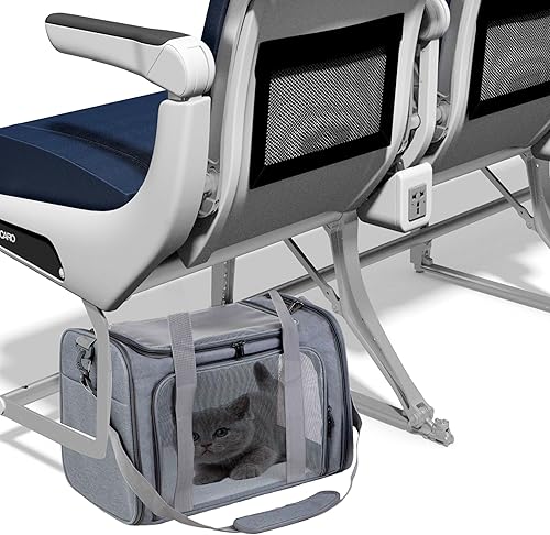 Miniatura 6 de Transportador de mascotas aprobado por aerolíneas para perros pequeños y medianos (hasta 15 libras), bolsa de viaje portátil plegable para perros y