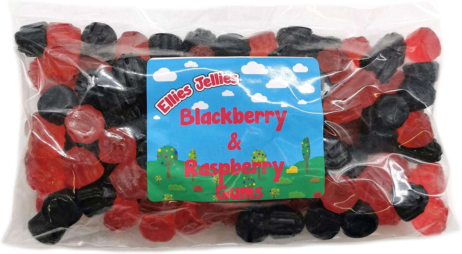 Ellies Jellies BlackBerry & Raspberry Gums 500g Bag Red and Black
