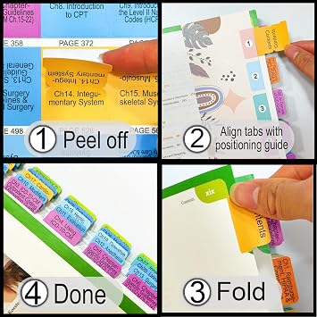 Index Tabs for Buck's Step-by-Step Medical Coding, 2026 1st Edition. Color-Coded Laminated Tabs, with Page Numbers and Alignment Card, Bookmarker. (Book not Included)