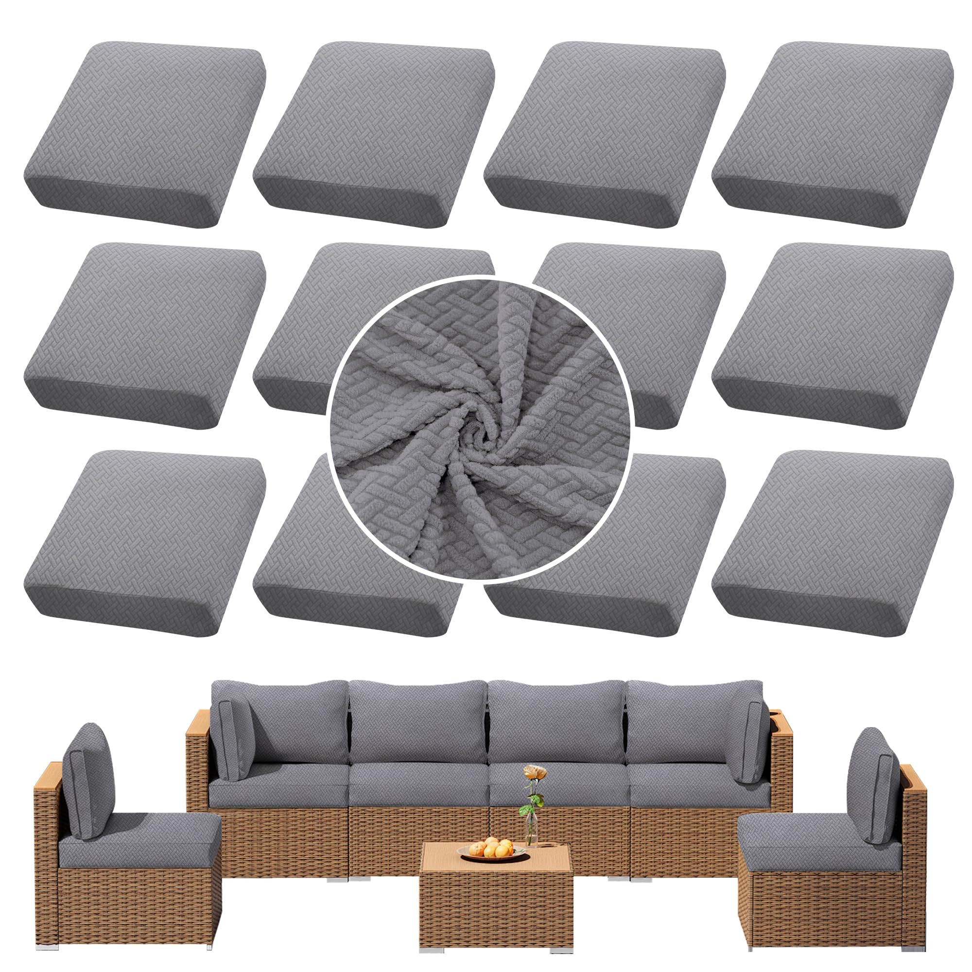 12PCS Patio Cushion Covers.Patio Furniture Couch SeatSlipcovers