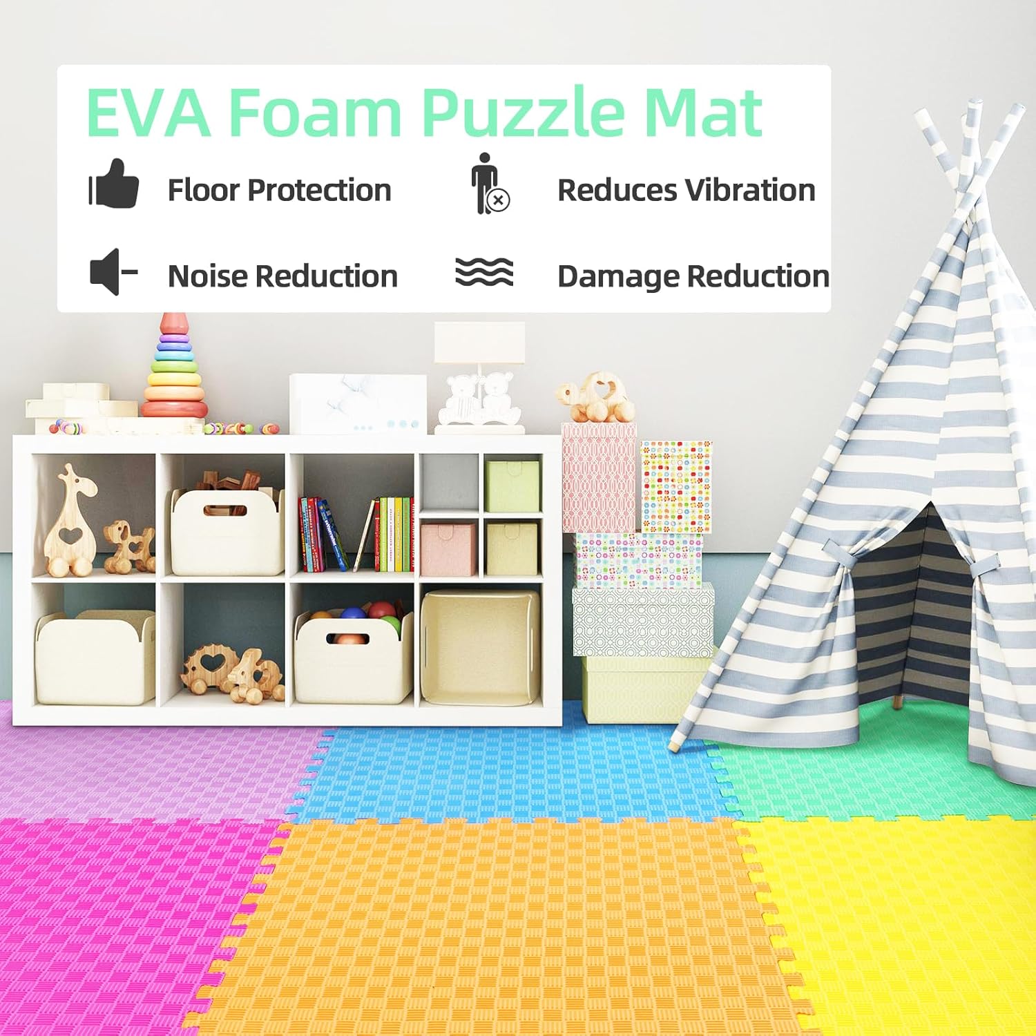 BalanceFrom Puzzle Exercise Mat with EVA Foam Interlocking Tiles for MMA, Exercise, Gymnastics and Home Gym Protective Flooring, Multiple Sizes and Colors - imagen 2
