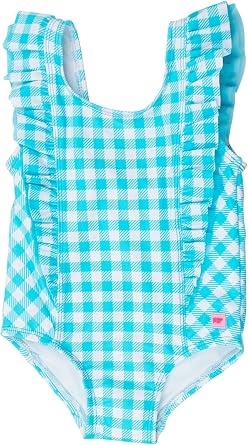 RuffleButts Baby/Toddler Girls Ruffle Strap - One Piece Swimsuit UPF 50+ | 80% Nylon 20% Spandex, High Stretch Fabric, Lightweight Feel, Cross-Back Design, Floral Botanical Print, Adjustable Fit