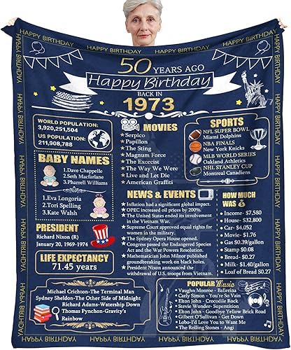 Regalos de cumpleaños 50 para hombres y mujeres, regalo de cumpleaños de 50 años para marido, esposa, papá, mamá, manta de 60 x 50 pulgadas